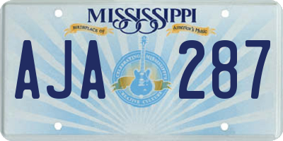 MS license plate AJA287