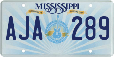 MS license plate AJA289