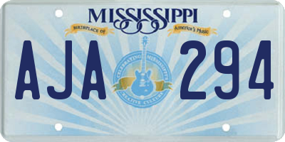 MS license plate AJA294