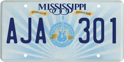 MS license plate AJA301