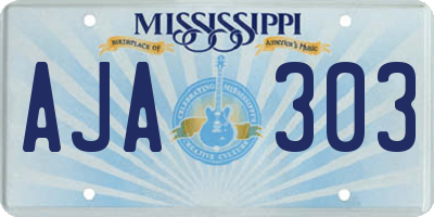 MS license plate AJA303
