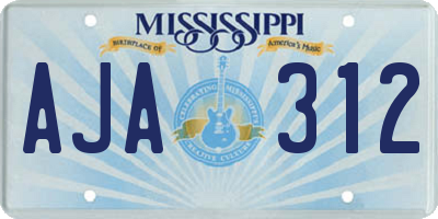 MS license plate AJA312
