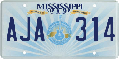 MS license plate AJA314
