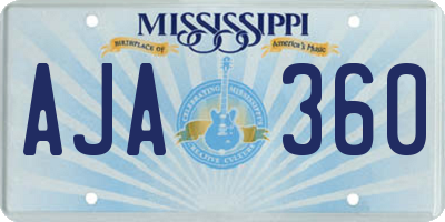 MS license plate AJA360
