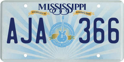 MS license plate AJA366