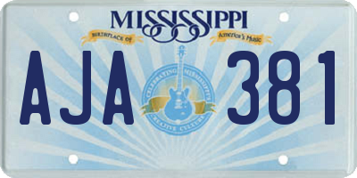 MS license plate AJA381