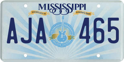 MS license plate AJA465