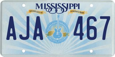 MS license plate AJA467