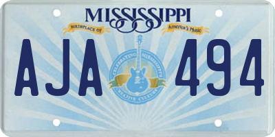 MS license plate AJA494