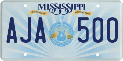 MS license plate AJA500