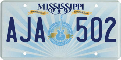 MS license plate AJA502