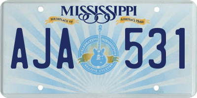 MS license plate AJA531
