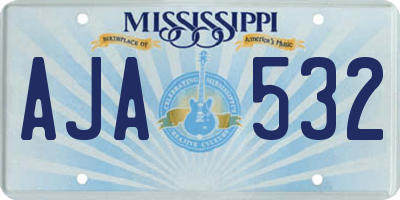 MS license plate AJA532