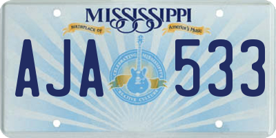 MS license plate AJA533