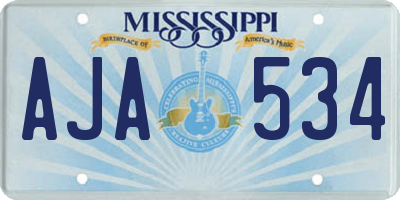 MS license plate AJA534