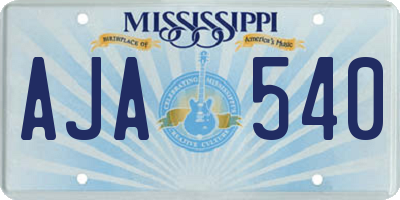 MS license plate AJA540