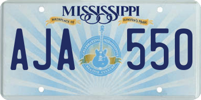 MS license plate AJA550
