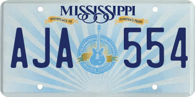 MS license plate AJA554