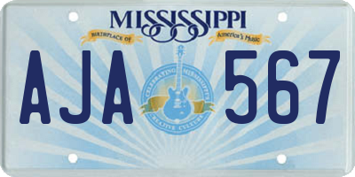 MS license plate AJA567