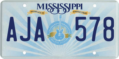 MS license plate AJA578