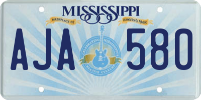 MS license plate AJA580