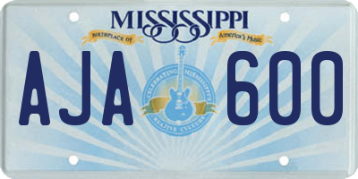 MS license plate AJA600