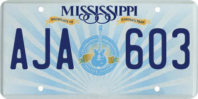 MS license plate AJA603