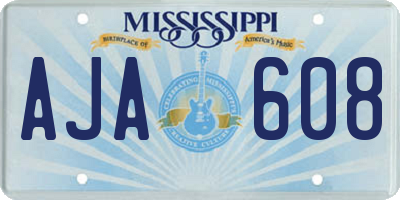MS license plate AJA608