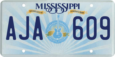 MS license plate AJA609
