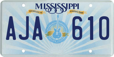 MS license plate AJA610