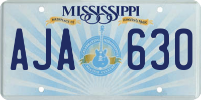 MS license plate AJA630