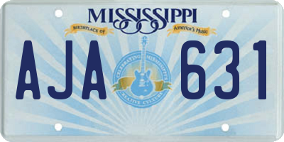 MS license plate AJA631