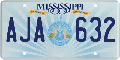 MS license plate AJA632