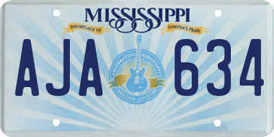 MS license plate AJA634