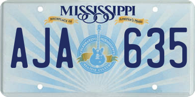 MS license plate AJA635