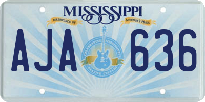 MS license plate AJA636