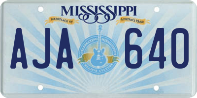 MS license plate AJA640