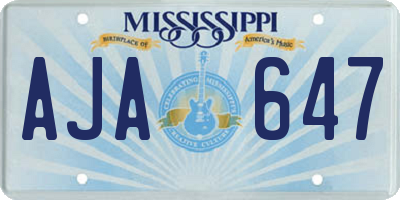 MS license plate AJA647
