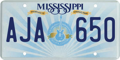 MS license plate AJA650