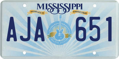 MS license plate AJA651
