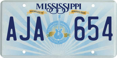 MS license plate AJA654