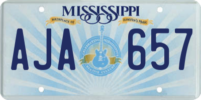 MS license plate AJA657