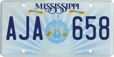 MS license plate AJA658