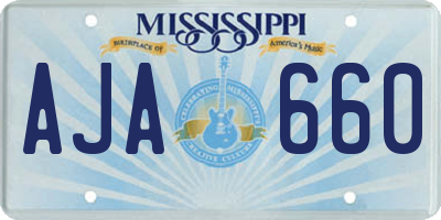 MS license plate AJA660