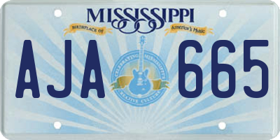 MS license plate AJA665