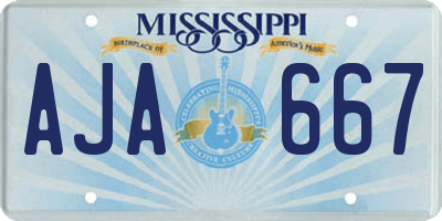MS license plate AJA667