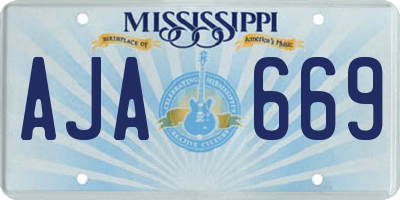 MS license plate AJA669