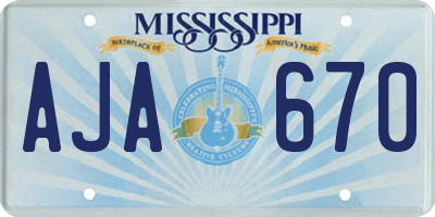 MS license plate AJA670