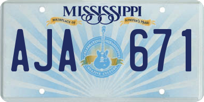 MS license plate AJA671