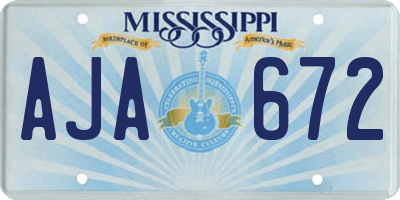 MS license plate AJA672